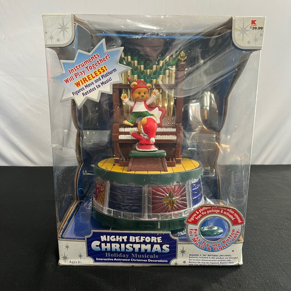 Night Before Christmas Holiday Musicals Animated Pipe Organ Teddy Bears 61500(N)